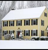Farmhouse with Legends Vinyl Louver Shutters 
